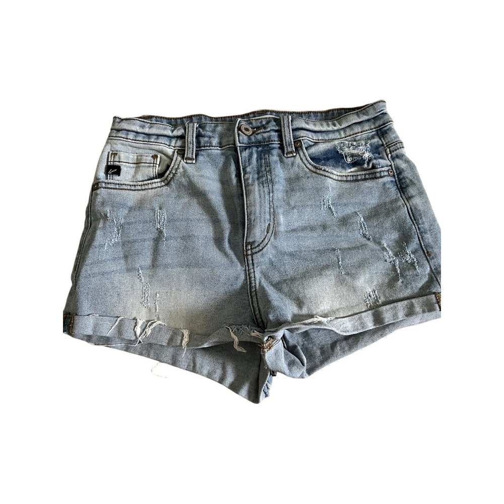 RanCan Womens Light Wash Distressed High Waisted Denim Cutoff Shorts Size M